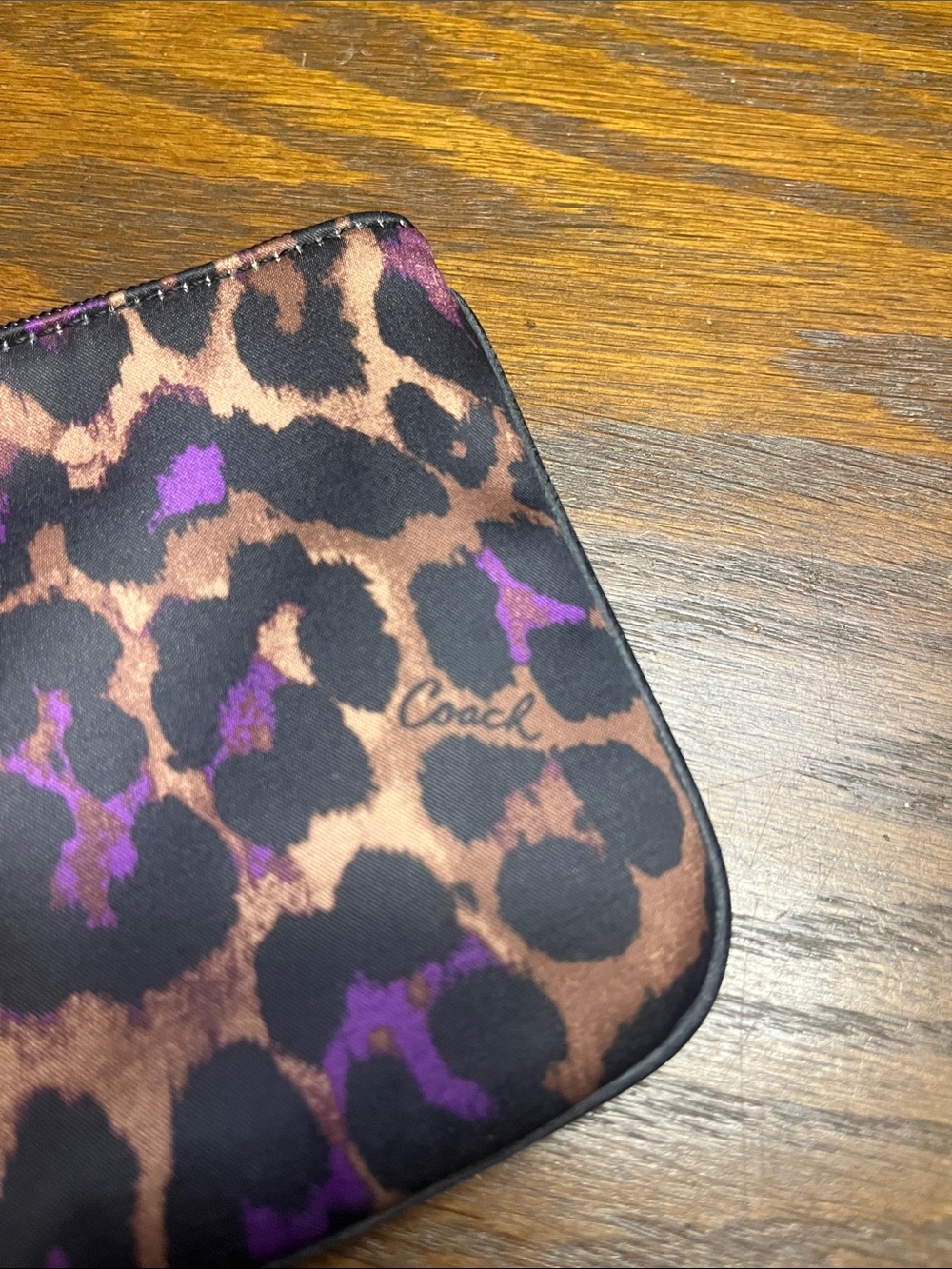 Coach Purple, Black and Brown Leopard Print Wristlet - Picture 8 of 14